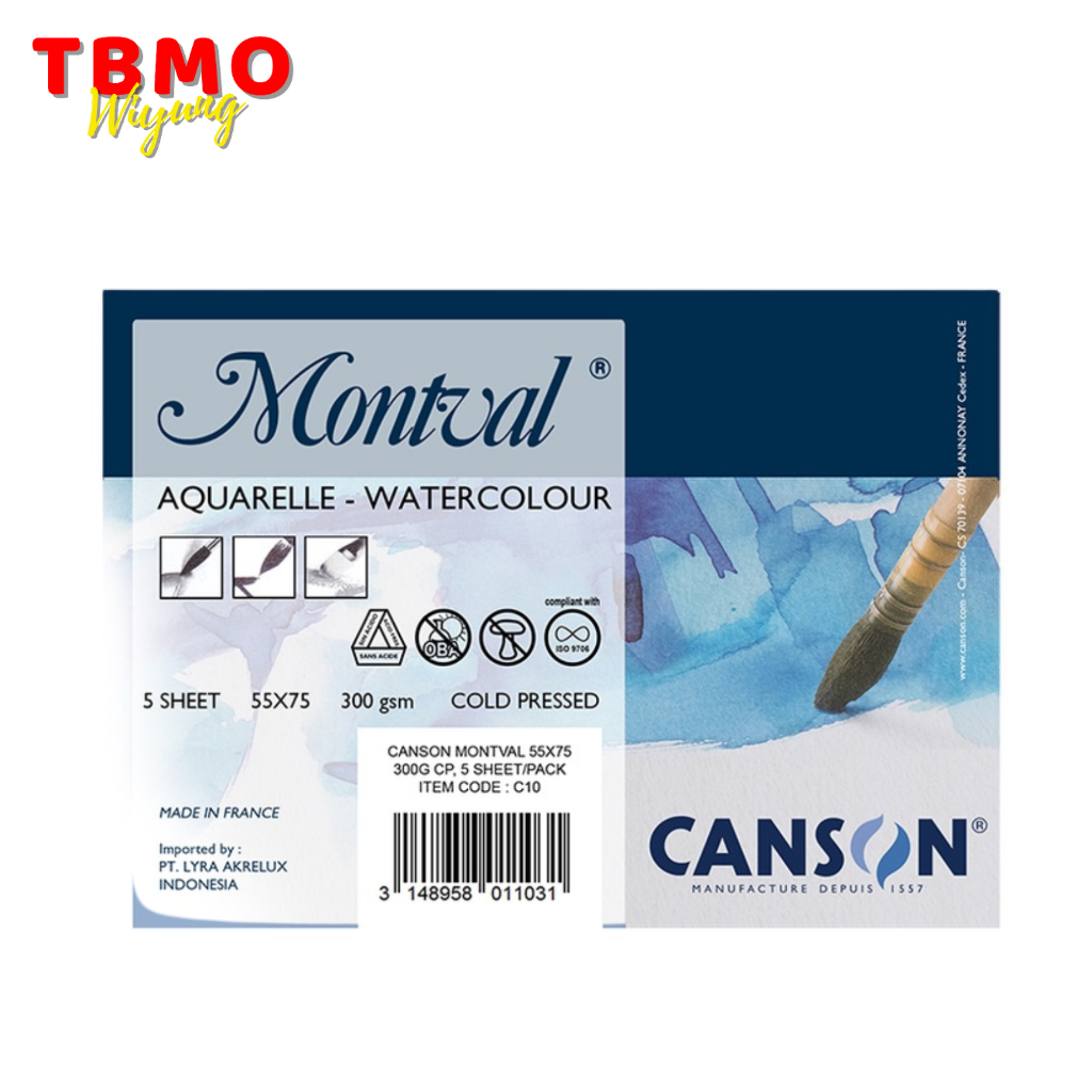 

TBMO Kertas Cat Air CANSON Montval Aquarelle 55x75 300gr 5 Sheets - C10