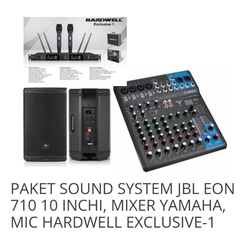 Paket Sound JBL EON 710, Wireless Mic Hardwell Exclusive 1 dan Mixer Yamaha Mg10 Xu