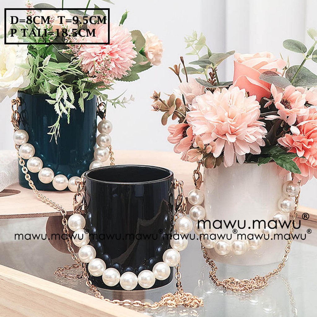 MawuMawu Ornamen Dekorasi Meja Kantor Vas Keramik Kecil Bunga Cactus Mawar Rose Peony Artificial