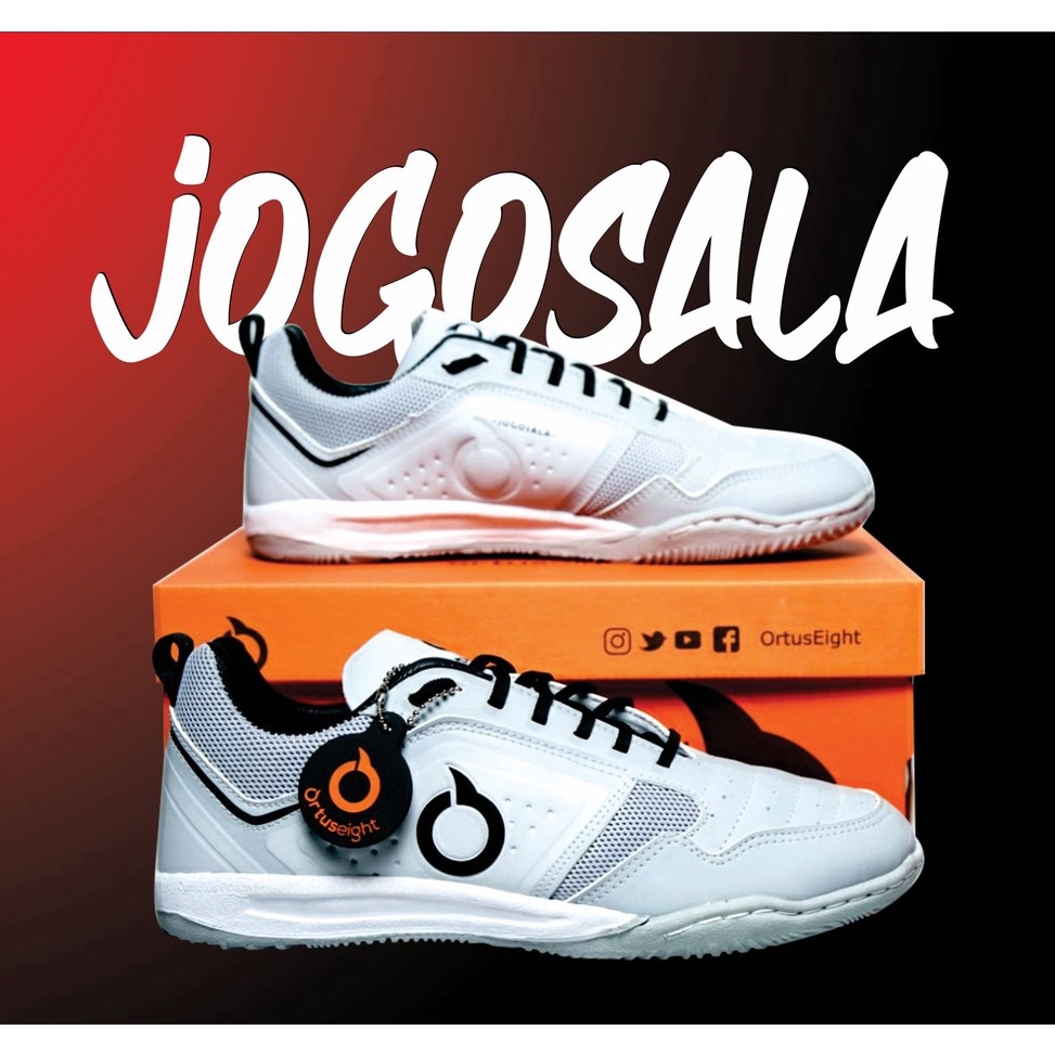 TERPERCAYA Sepatu Futsal Ortus Jogosala Rampage BINB in Grey White Logo