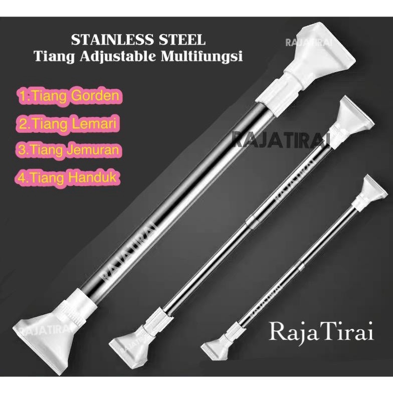 Harga murah TIANG PIPA TONGKAT STAINLIST FLEKSIBEL 50CM-420CM TANPA PAKU /TIANG HORDEN GORDEN GORDEN