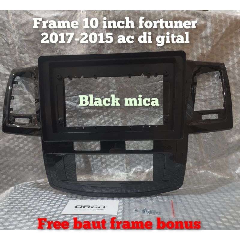 frame head unit android 10 inch mobil fortuner ac-digital 2007-2015 bahan plastik abs tebal free bau