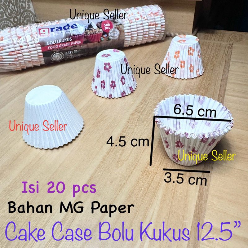 [Isi20pcs] Kertas Bolu Kukus 12.5 PUTIH & MOTIF GRADE Alas 3.5 cm ECER / Paper Cup Cake Case / Paper