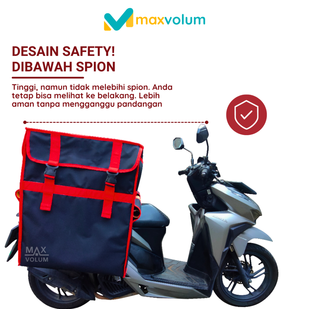 Maxvolum Tas Motor Anti Air Super Hitam List Merah Tas Obrok / Tas Kronjot / Tas Kurir / Tas Rengkek