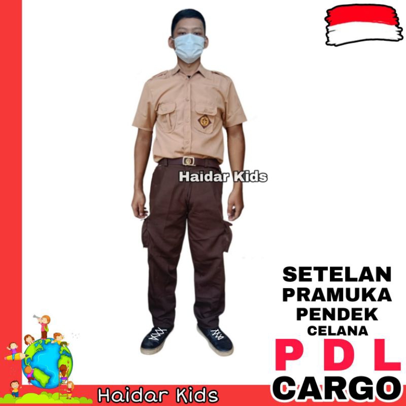 Setelan PRAMUKA SD Laki Baju Pendek Celana PDL CARGO Panjang Seragam Sekolah