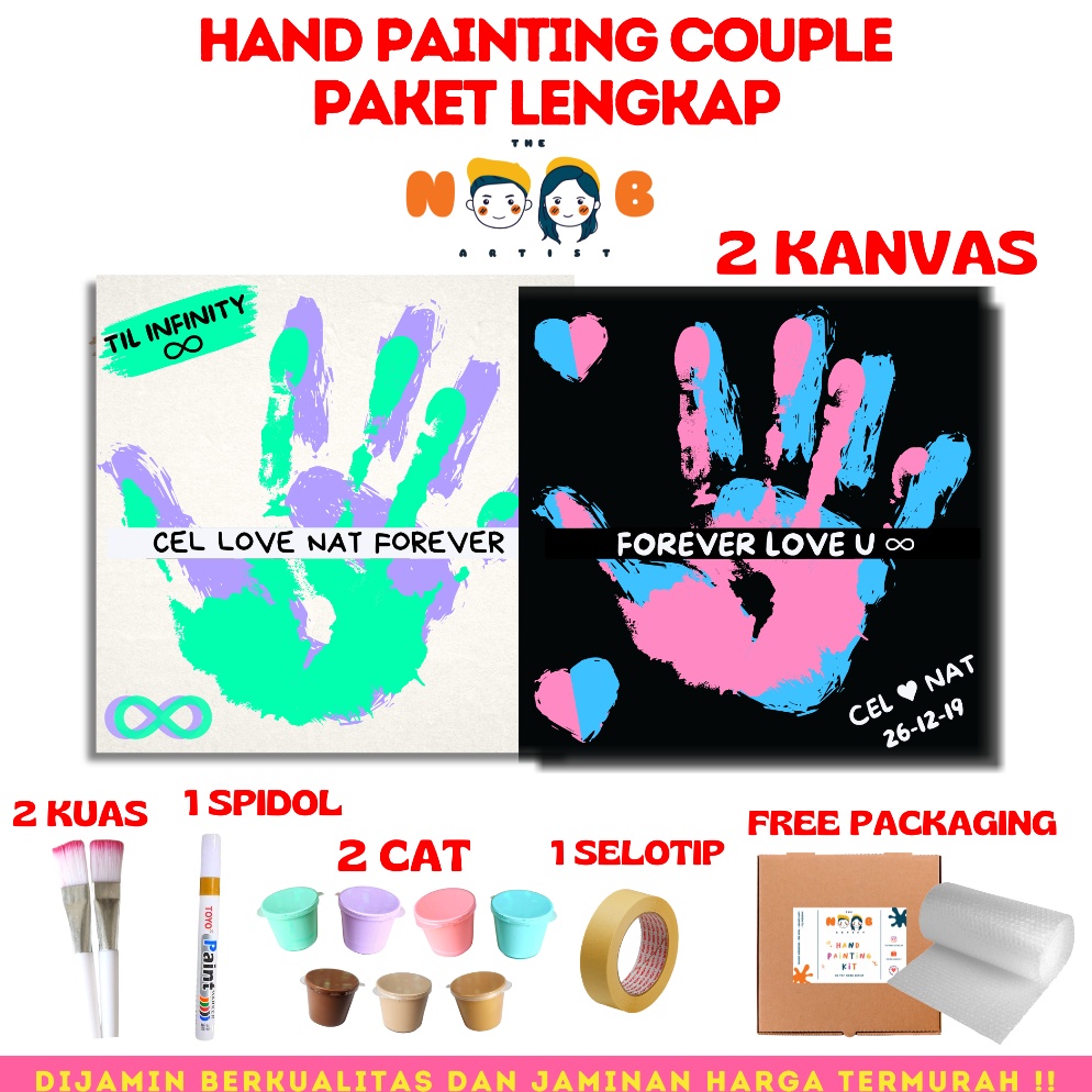 

[☪H45>] Hand Painting Kit Canvas By The Noob Artist| Hand Painting Couple | Kanvas Tangan Couple | Cap Tangan Couple Murah