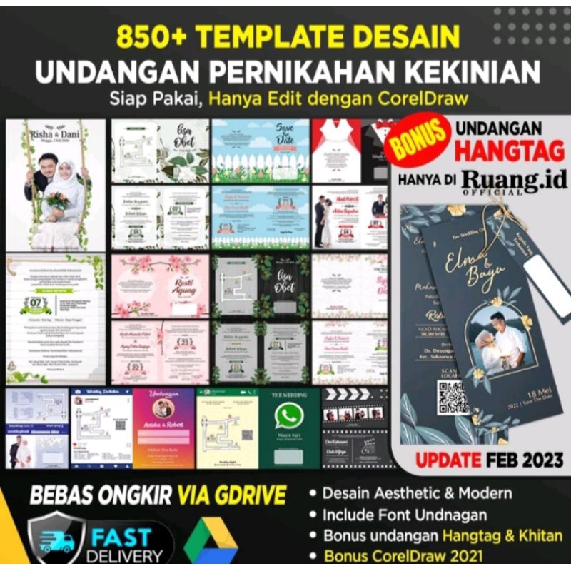 850+ Template desain undangan pernikahan rustic Corel draw