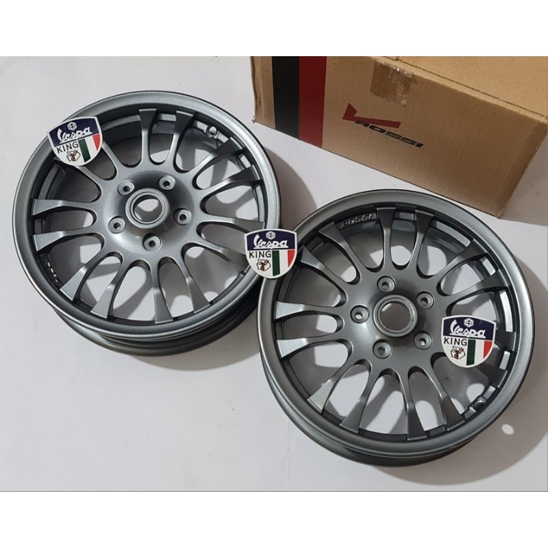 Velg Vrossi Vespa ring 12 Front + Front Vespa klasik ring 12 Vrossi Tuscan Gun metal Vadanium silver