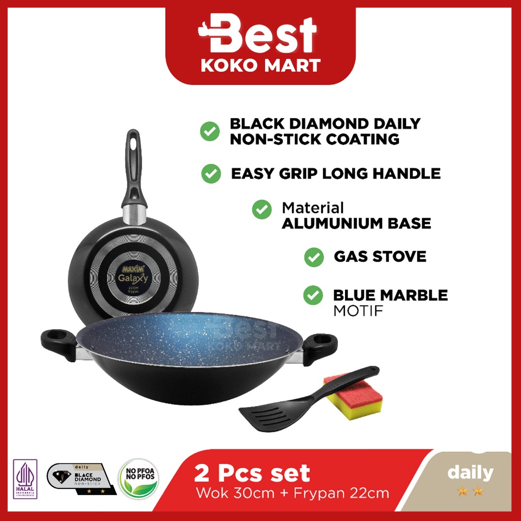 Maxim Galaxy 2pcs Set Wajan Teflon Anti Lengket