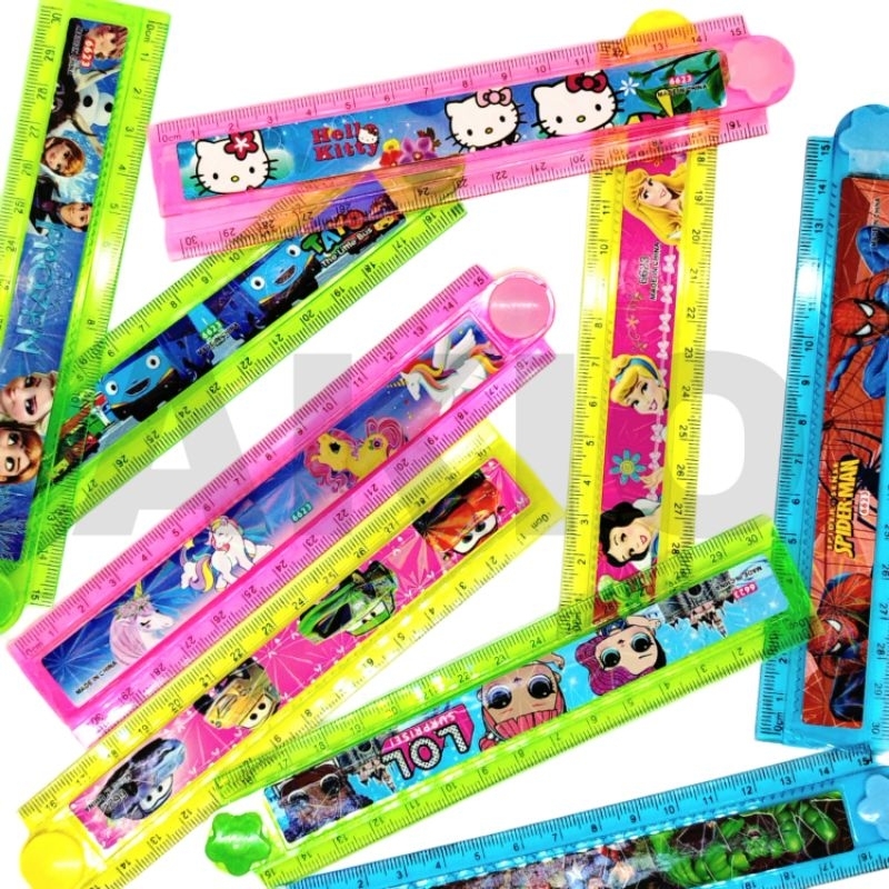 

Penggaris Lipat Karakter Anak Lucu 15 30 cm Garisan PRINCESS FROZEN SUPERHERO LOL UNICORN PONY SPIDERMAN CARS TAYO HELLO KITTY