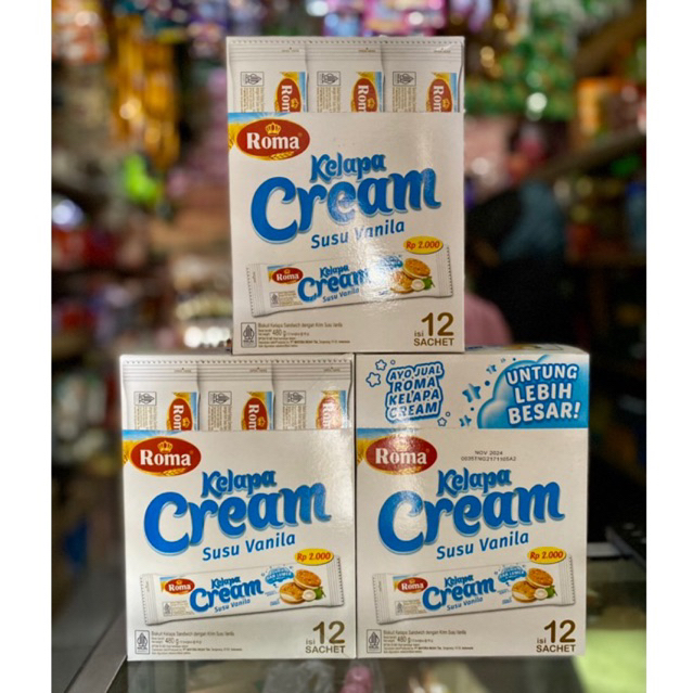 

PROMO! Roma Biskuit Kelapa Cream Susu Vanila isi 12pcs/box @40gr