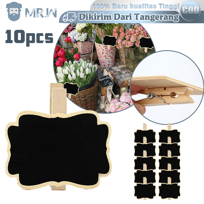 

Isi 10pcs Papan Tulis Blackboard Kapur Mini Chalkboard Mini Blackboard Kayu Papan Kapur Menu Cafe