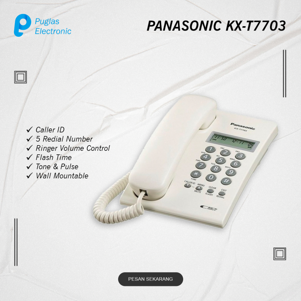 Pesawat Telepon Panasonic KX-T7703 Telepon Rumah Kantor Indihome - WHT