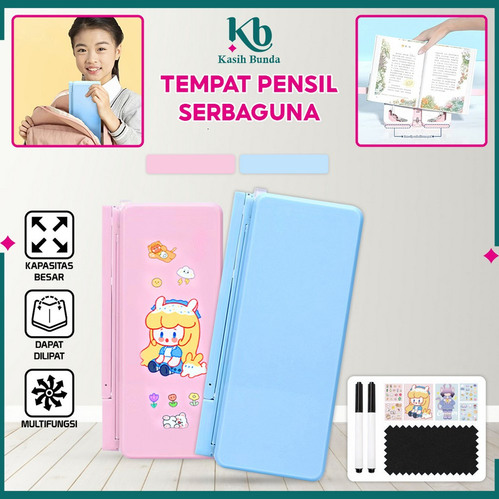 

Tempat Pensil Lipat 2IN1 Multifungsi Tempat Penyimpanan Alat Tulis Anak Sekolah / Pencil Case Book Holder Portable / Kotak Pensil Lipat dengan Tatakan Buku dan Papan Tulis Mini Praktis BUNDA A73