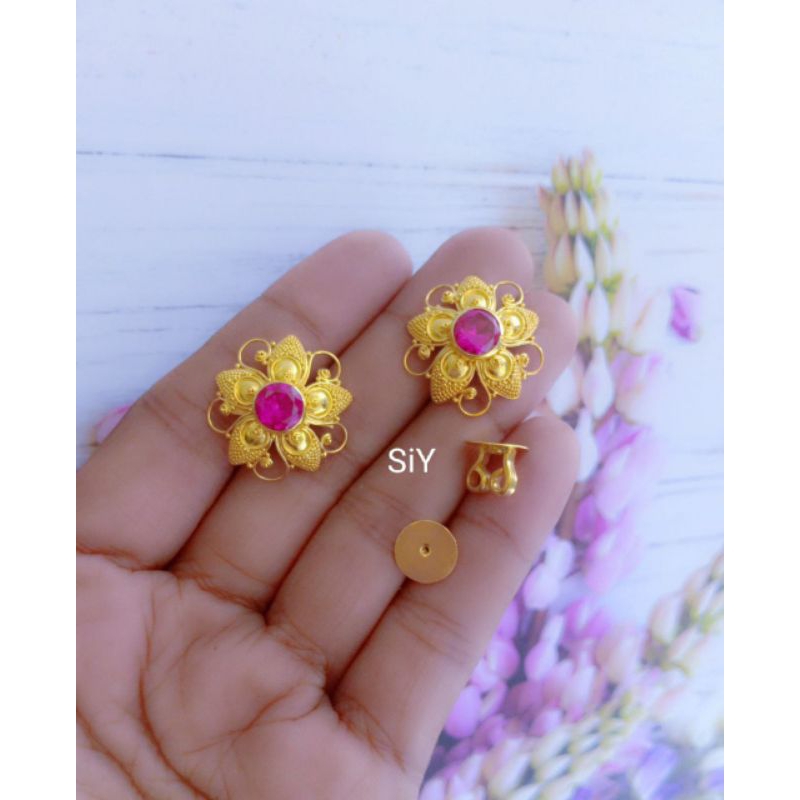 Anting perak lapis emas 24k