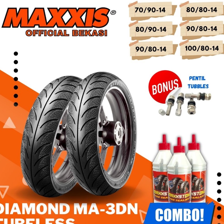 [KODE ZYPNZ] (GRATIS PENTIL) BAN MAXXIS DIAMOND MA-3DN TUBELESS / ( 70/90 - 80/90 - 90/90 - 80/80 - 90/80 - 100/80 ) RING 14 / BAN MOTOR RING 14 MATIC / BAN MAXXIS RING 14 M921 / BAN MAXXIS MA-V6