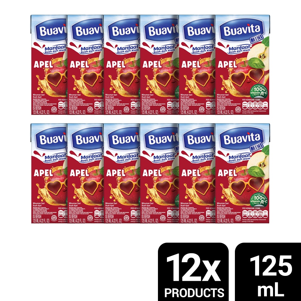 

[COD EY43] Buavita Mini Juice Apel 125 ml x 12 Laris )人(