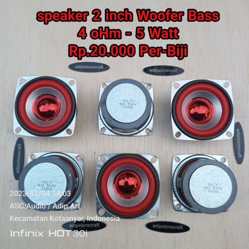 Speaker 2 inch Woofer Bass 4oHm 5Watt