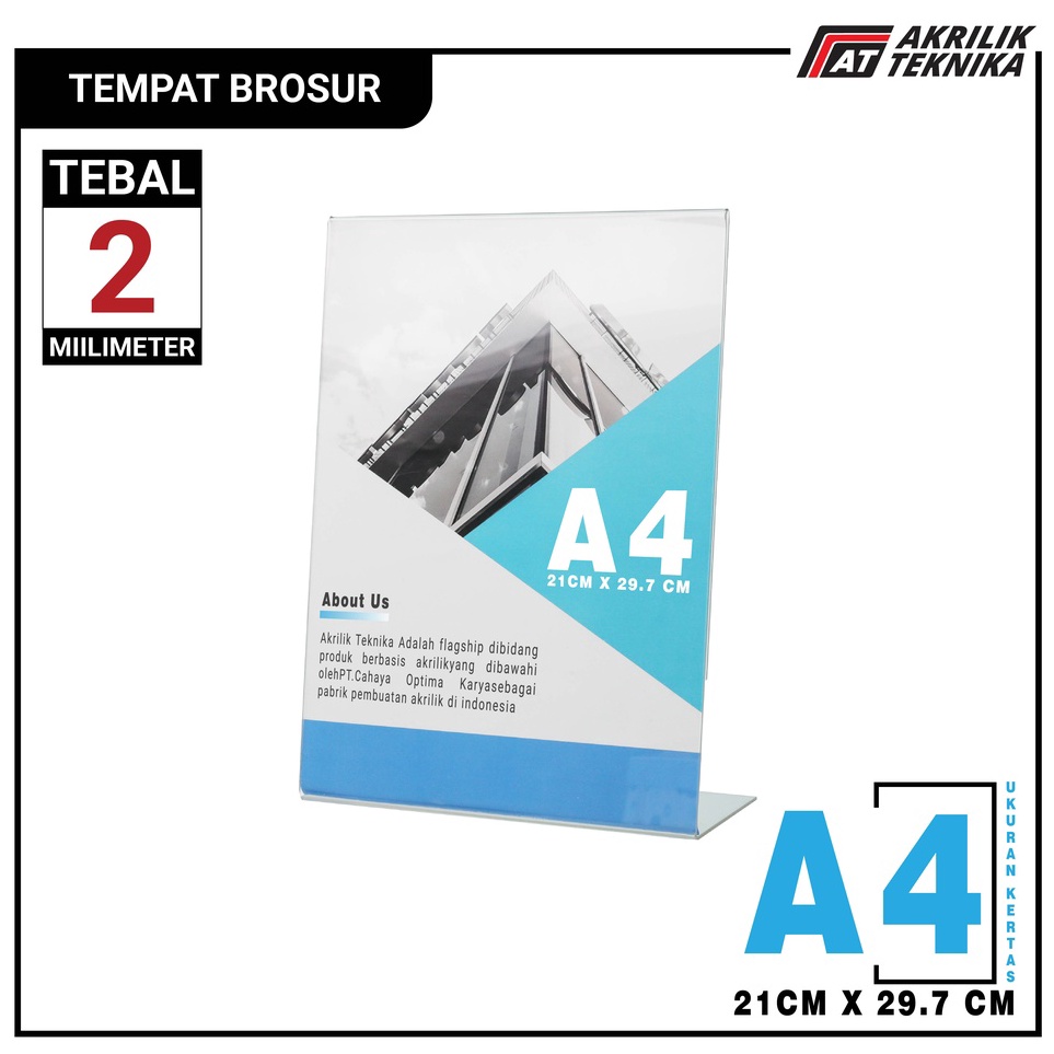 

[KODE K6YET] Tempat Brosur Akrilik Tent Card Holder Portrait L - Ukuran A4 2mm