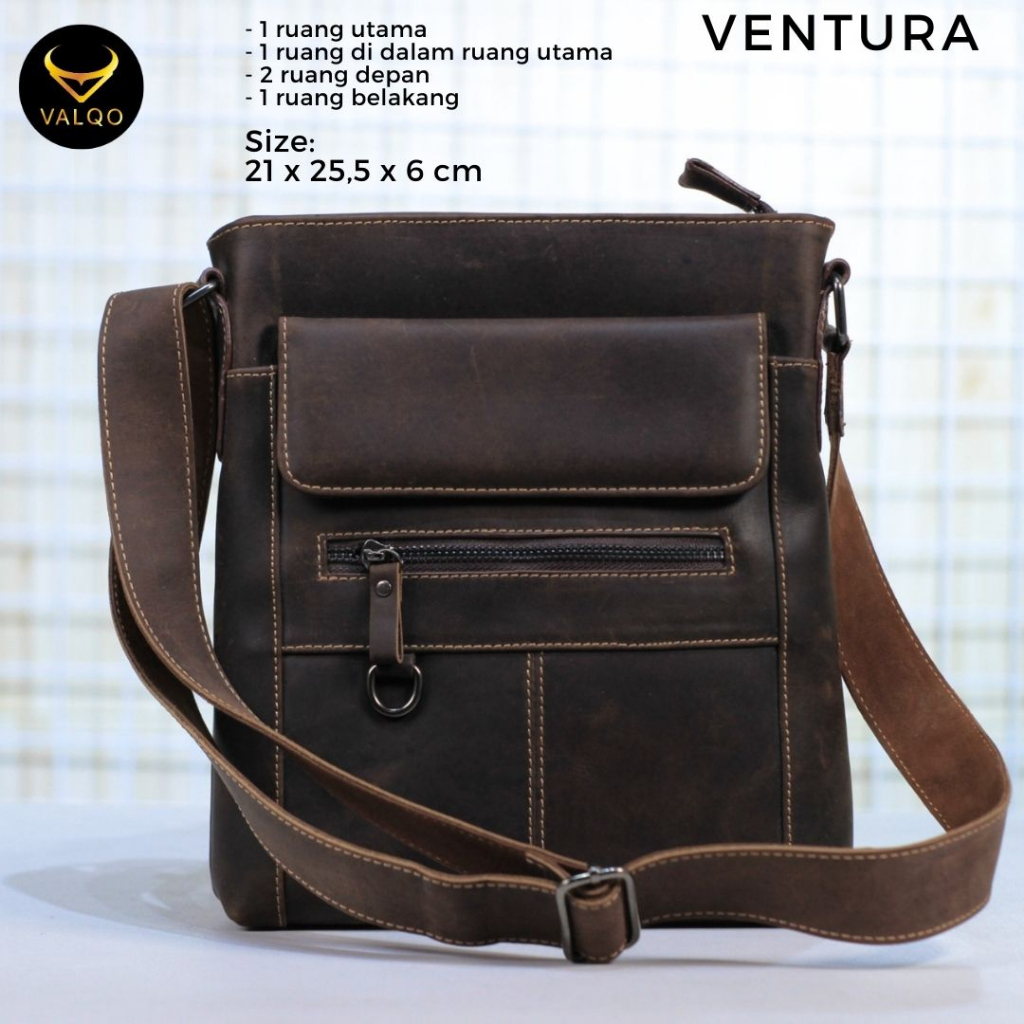 Tas kulit sapi Selempang Slingbag Cowok Pria Laki-Laki VENTURA