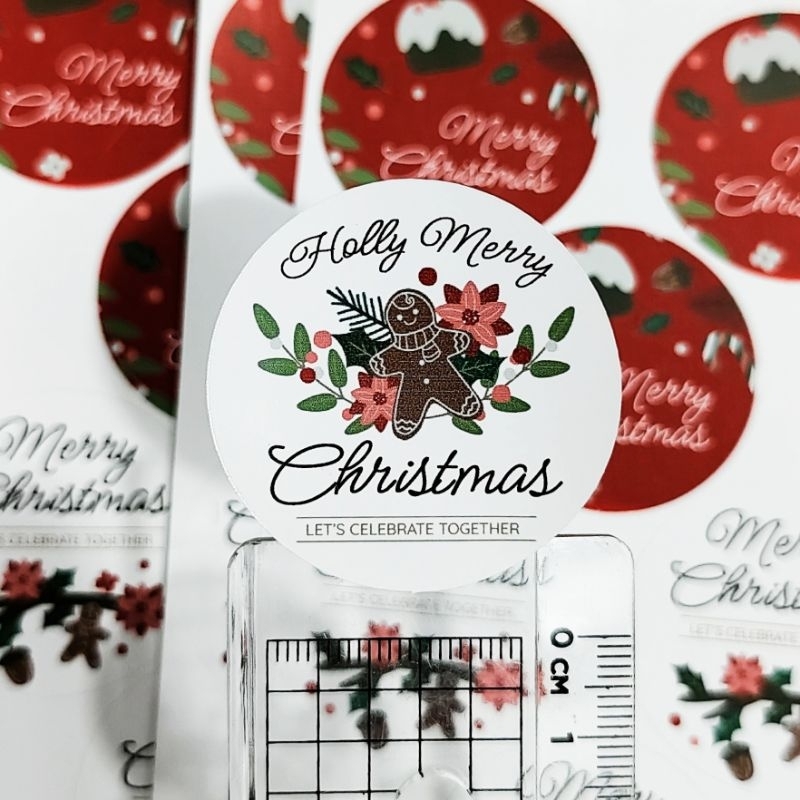 

Stiker Merry Xmas Christmas Natal Kue Makanan Isi 100