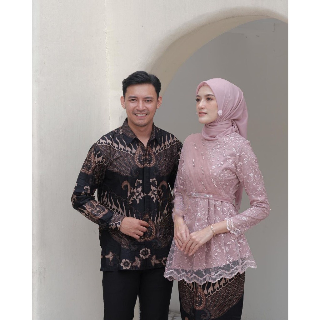 READY JUMBO Kebaya Couple Wisuda Modern Kebaya Zafina Set Tunik Lamaran Tunangan Batik Baju Couple K