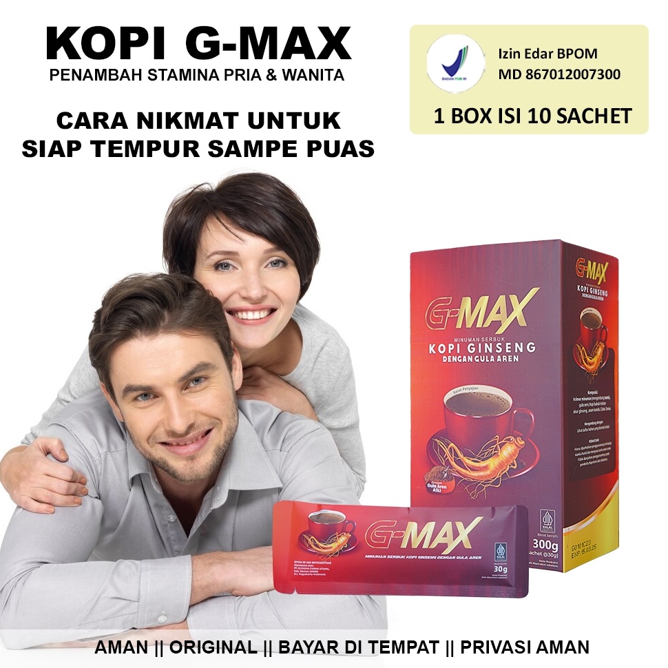 

VHI Kopi Penambah Stamina Pria Dewasa 100% original tanpa efek samping Aman Sudah BPOM KOPI GMAX 1 BOX 10 SACHET Ready