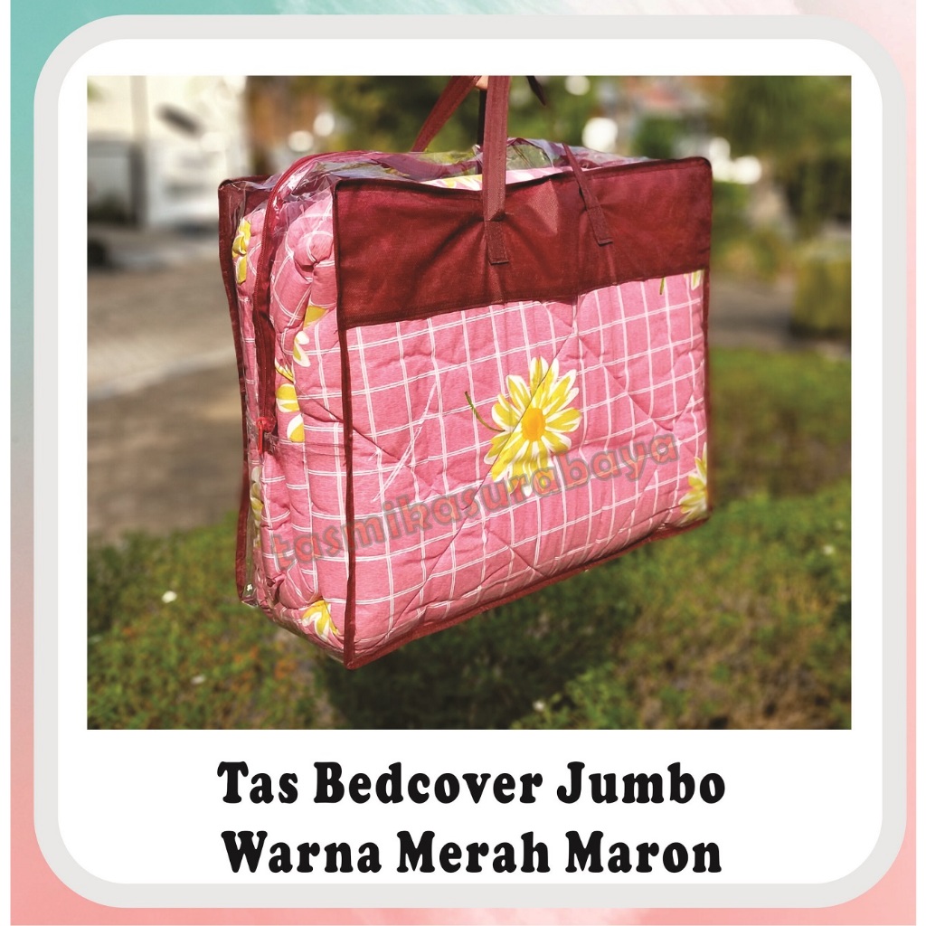 tas sprei bedcover ukuran jumbo kingsize | menggunkan resleting dan berbahan mika tebal