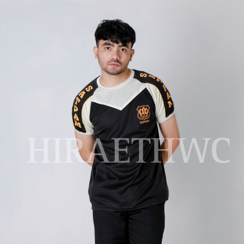 KAOS SATPAM KOMBINASI CREAM BAJU SECURITY VAVING LENGAN PENDEK HITAM TERMURAH