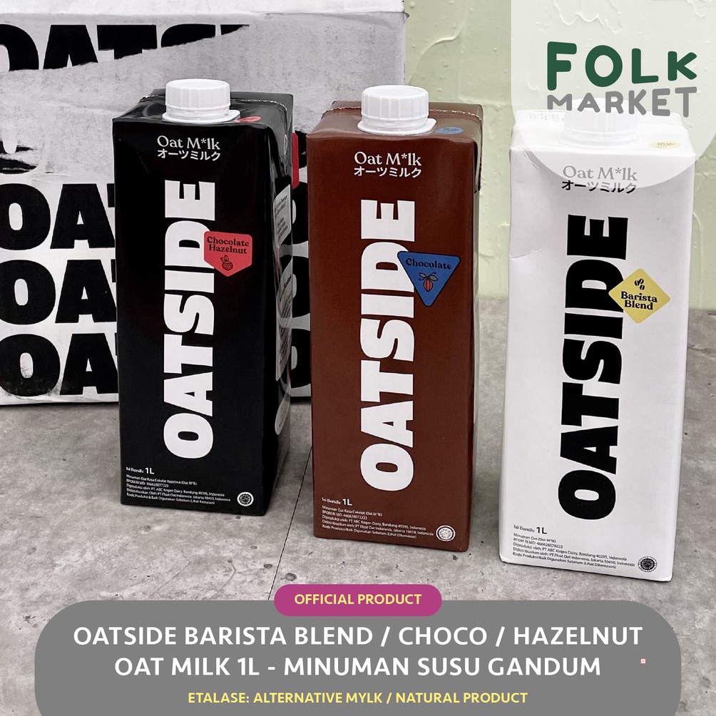 

R3@dy Br0 OATSIDE Oat Milk 1L Barista Blend Edition / Chocolate / Hazelnut - Minuman Susu Gandum Vegan Terjamin Bagus