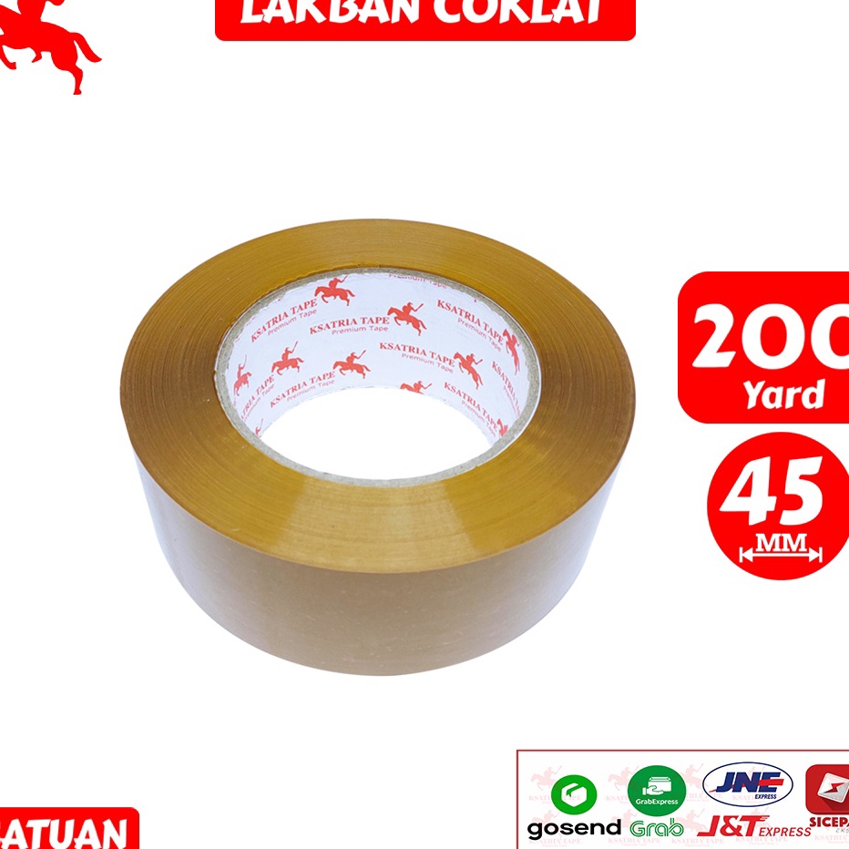 

➬Terlaris Lakban OPP Tape / Lakban Coklat KSATRIA Tape 200 Yard H65 ➺