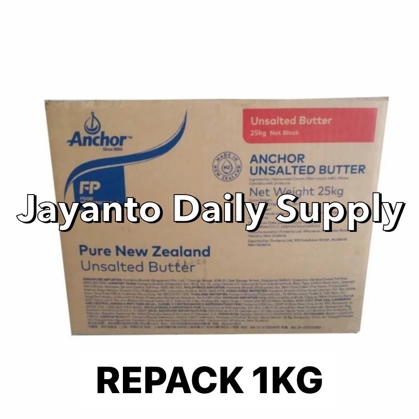 

[COD 0U72] ANCHOR UNSALTED BUTTER 1KG REPACK / PURE BUTTER IMPORT NEW ZEALAND - 100% HALAL 6a9bk