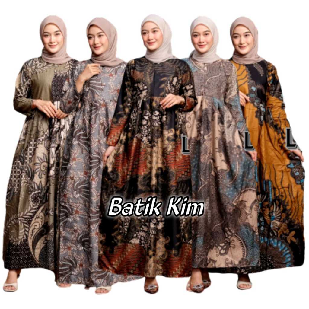 Gamis Batik Wanita Jumbo Gamis Terbaru Gamis Busui Motif Cap Coklat Gamis Batik Pekalongan Gamis Bat