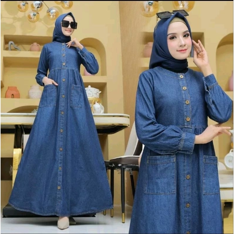 Gamis Jeans Wanita Terbaru 2023 Kekinian Simple Dan Elegan