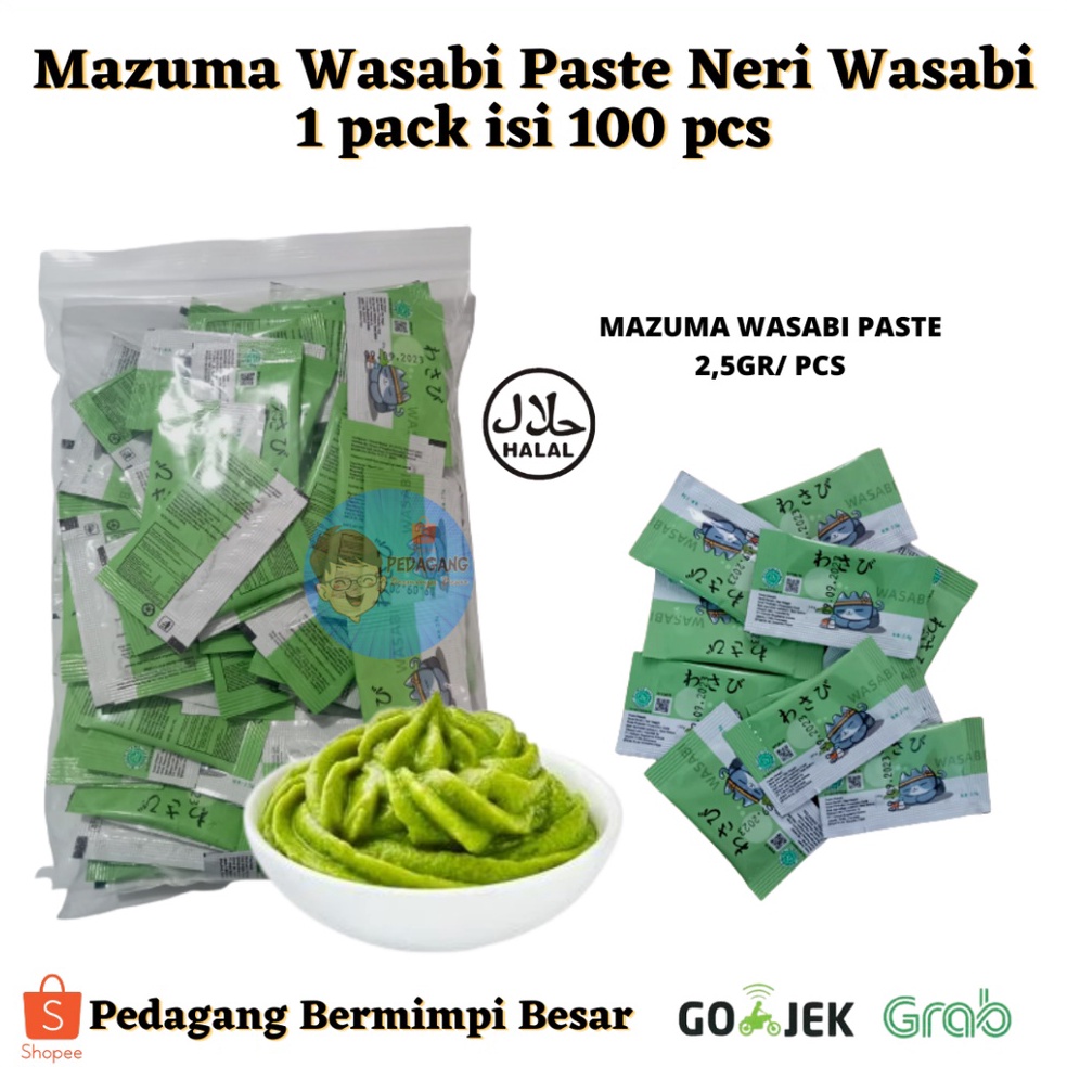 

Mur4h Mazuma Wasabi Paste Neri Wasabi 1 pack isi 100 pcs / Wasabi Sachetan 1 pack isi 100 / Wasabi HALAL MUI/ WASABI New Product