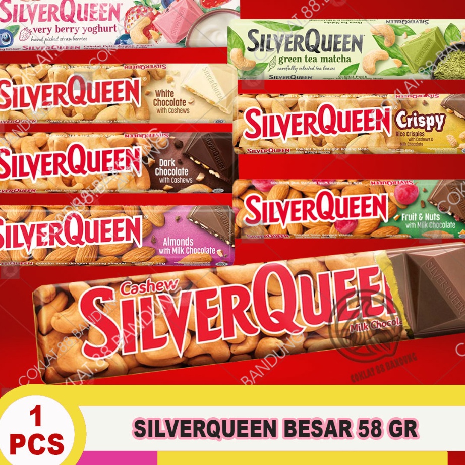 

[KODE CZGU8] SILVERQUEEN 58GR COKLAT, SILVER QUEEN 58 GRAM 58 GR ALMOND CASHEW FRUIT CRISPY BERRY YOGURT MILK CHOCOLATE, SILVERQUEEN MONTES 50GR