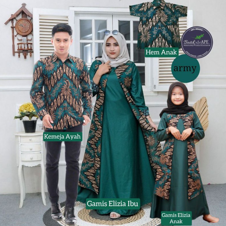 COUPLE FAMILY TOYOBO HIJAU TUA HIJAU BOTOL ARMY GREEN BOTLE SERAGAM KOPEL SARIMBIT KELUARGA GAMIS CA