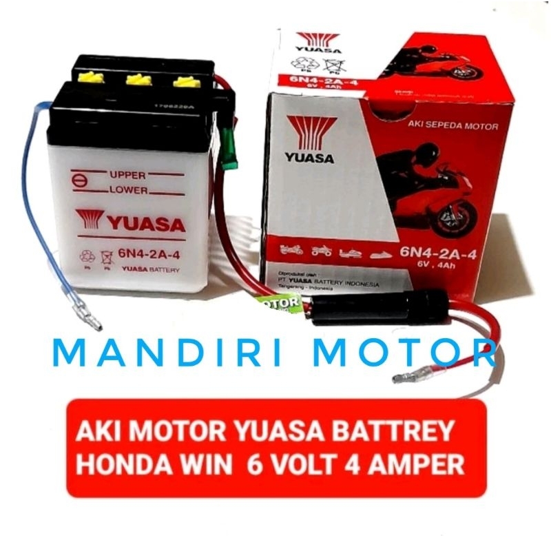 Aki Yuasa 6N4-2A-4 6 Volt 4Ah Aki Honda Win Win100 C70 Non Stater Original Asli Yuasa