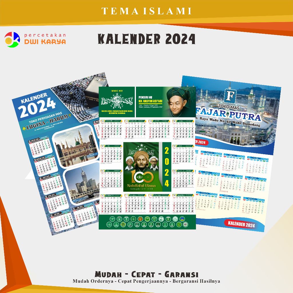 

[A4] Kalender Dinding 2024 Kalender 12 Bulan A4 Custom Murah Foto Tema Islami