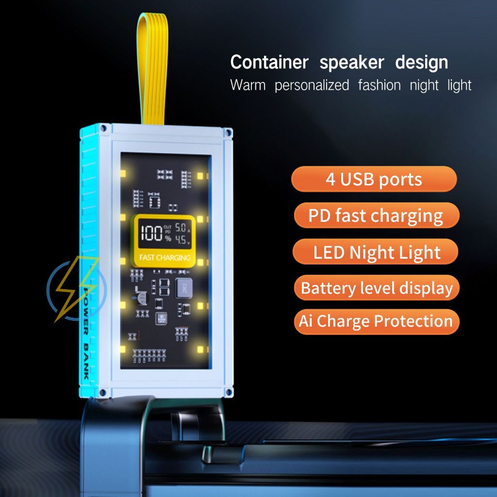 Powerbank Power bank 20000mh PD22.5W fast charging  Outdoor power bank   LED ambient light + voltage