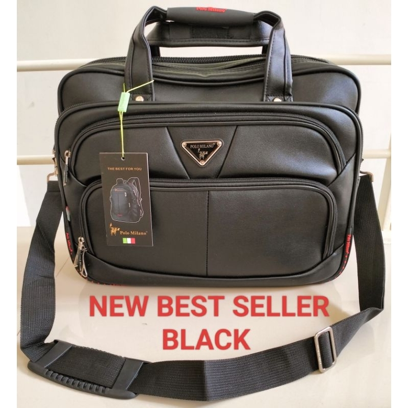 TAS KANTOR LAPTOP FOLIO POLO MILANO EXPANDING (dibesarkan) KULIT ORIGINAL BRIEFCASE SELEMPANG  ANTI 
