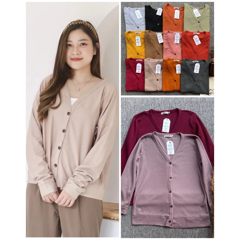 Cardigan Eclo Cardi Eclo Cardigan Waffle Wanita Cardigan Rajut Korea Cardi Oversize Cardigan Jumbo K