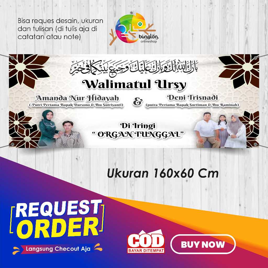 Spanduk Banner 160x60 Walimatul Ursy Pernikahan Custom Desain