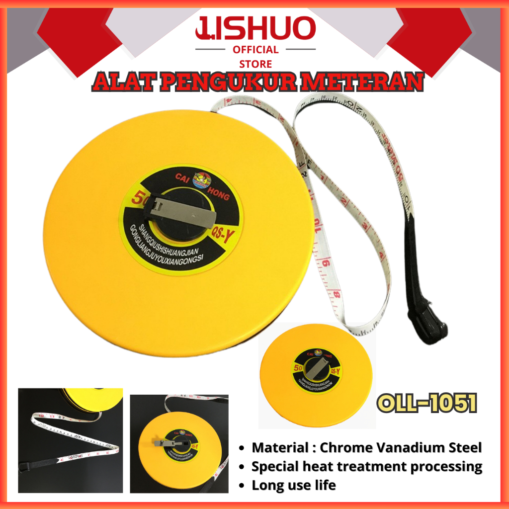 JISHUO ALAT PENGUKUR TUKANG METERAN BULAT 30M  / 50M / 100M  METERAN ROLL METERAN TANAH OLL-1051