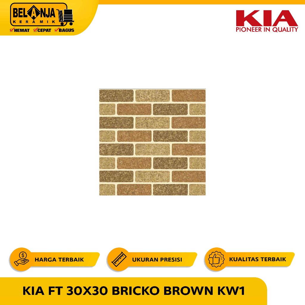 KIA Keramik Lantai 30x30 Bricko Brown Kw1