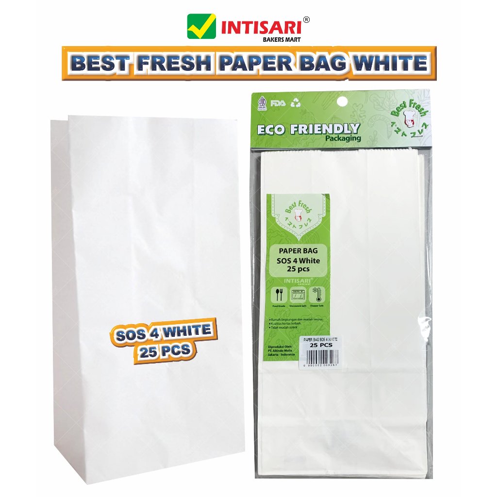 

BEST FRESH PAPER BAG SOS 4 WHITE ISI 25 PCS (1401602)