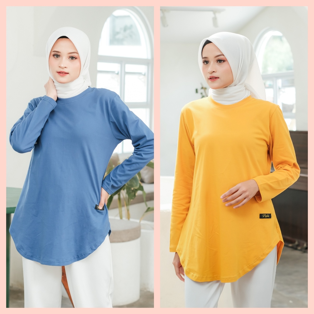 Atasan Kaos Panjang Wanita Baju Atasan Kaos Muslimah Kaos Atasan Panjang Wanita Bahan Combed 24S