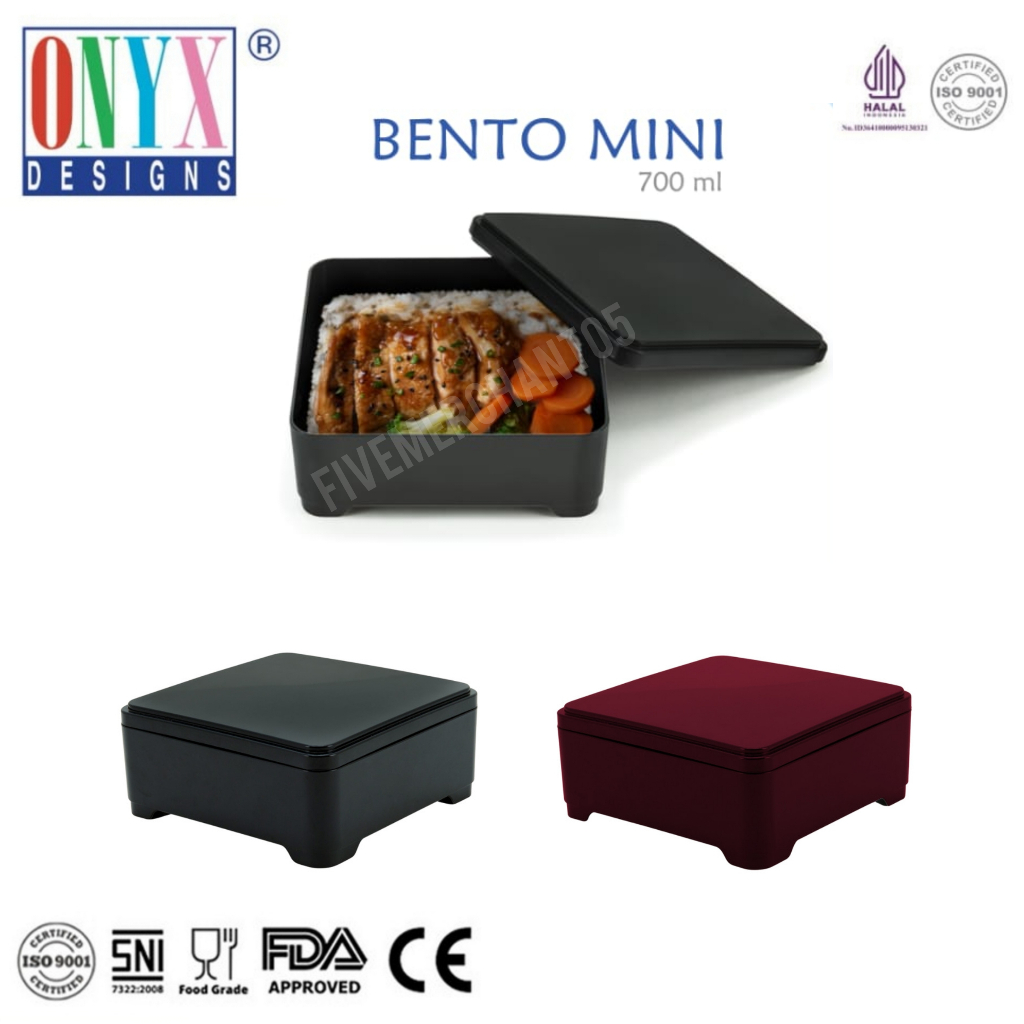 Bento Box Onyx B-0059 Plastik Food Grade Black Red Bekal Makan Melamin Hitma Merah Wadah Bento Reuse