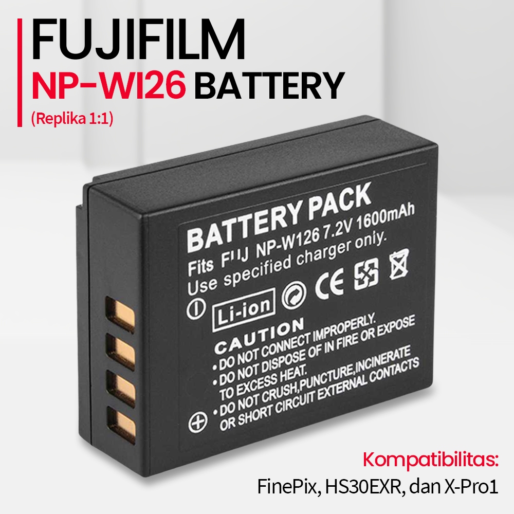 Baterai Camera Digital Fujifilm NP-W126 HS30EXR X-Pro1 (Replika 1:1) - Black