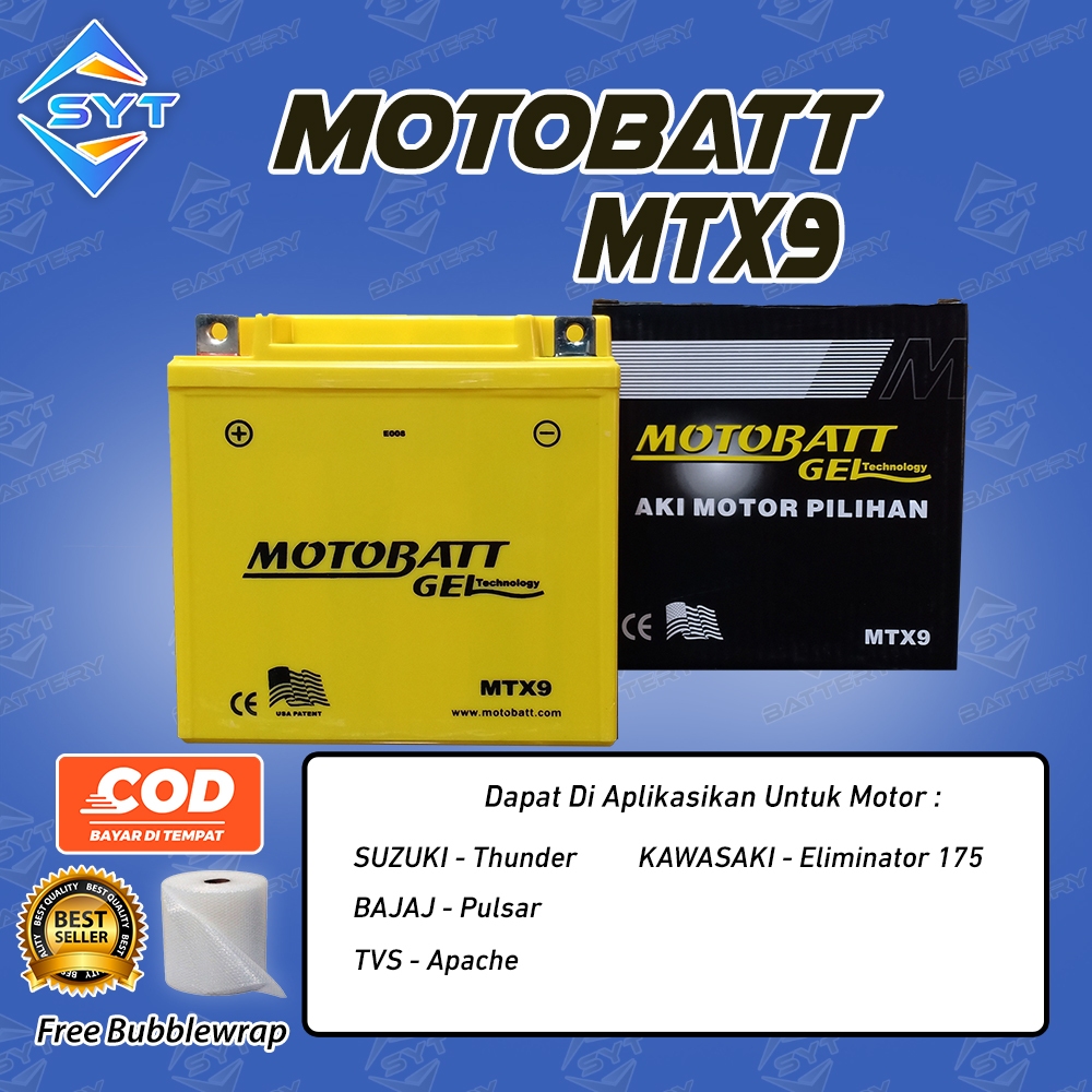 Aki Motor Suzuki Thunder 125, Thunder 250 MTX9 Motobatt Aki Kering